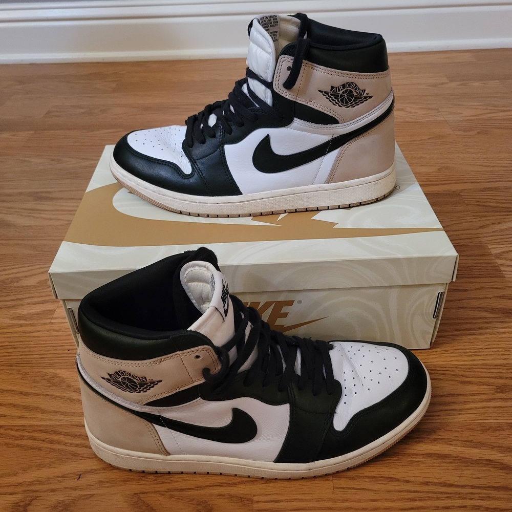 Air Jordan 1 "Latte" High-Top Sneakers Black, White, and Cream Design